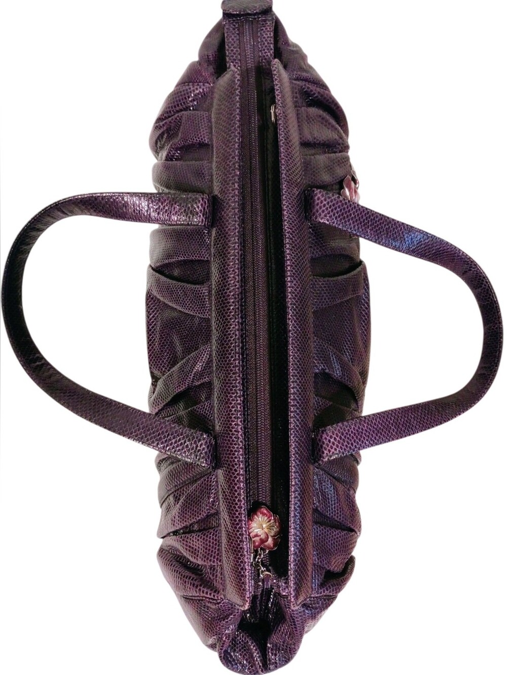 Judith Lieber Vintage Exotic Pleated Snakeskin Top Handle Shoulder Bag - Picture 11 of 16